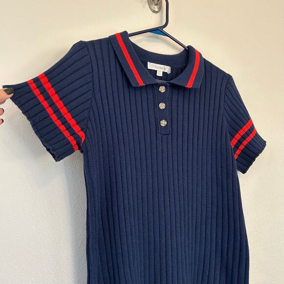 Anthropologie Flat white Polo Knit ribbed sweater preppy sporty academia navy 1X - Picture 7 of 11